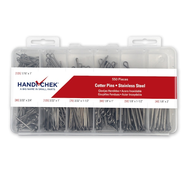 Cotter Pin Asst SS PL 550pc Handi-Chek
